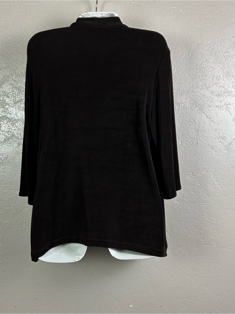 Chico's Dark Brown Open-Front Lightweight Cardigan - Picture 7 of 16